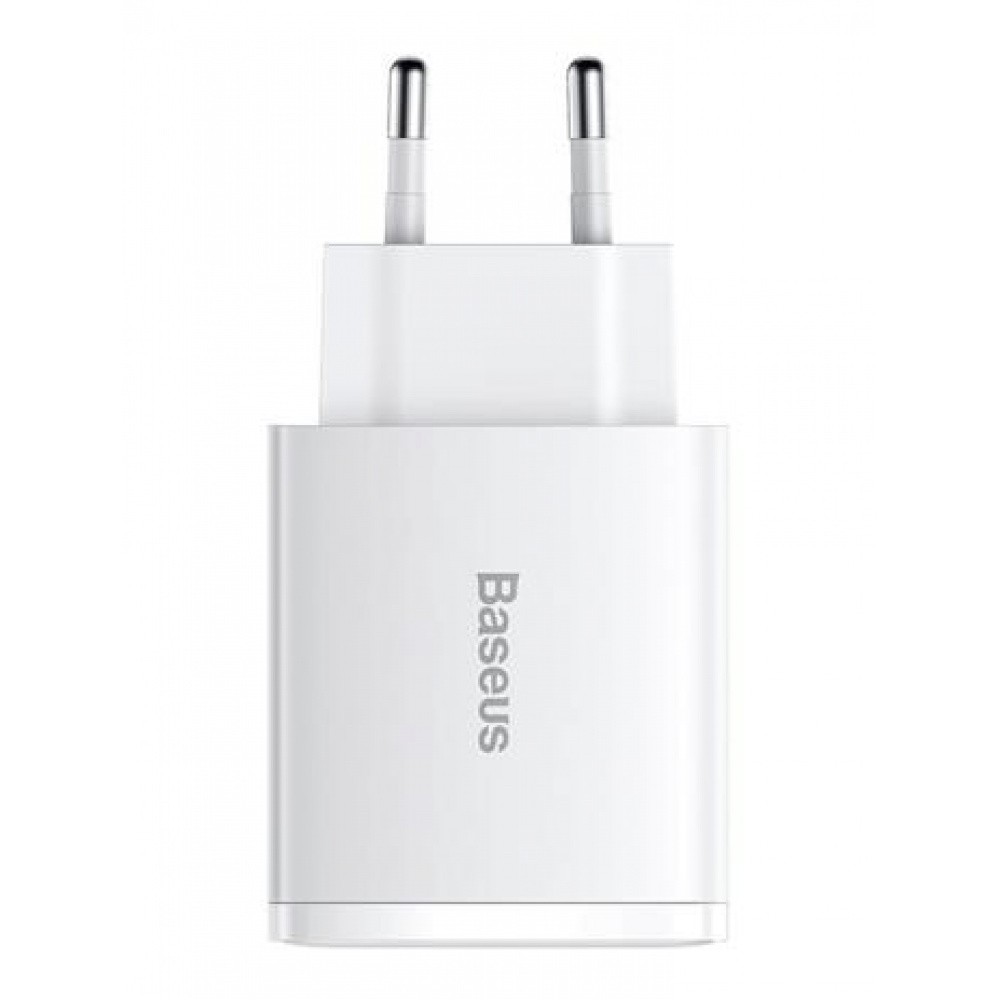 Фотография Network Charger Baseus Compact Quick Charger 30W QC+ PD (1Type-C + 2USB) white
