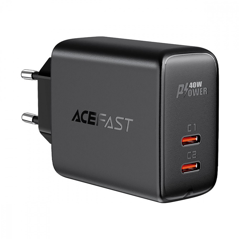 Фотография Network Charger Acefast A9 PD 40W (2 Type-C) black
