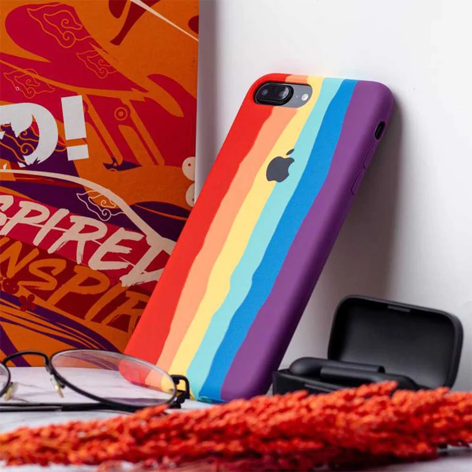 Rainbow Silicone Case iPhone 13 Pro blue/orange фотография