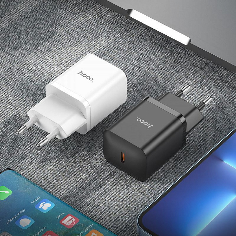Network Charger Hoco N27 Innovative 20W (1 Type-C) + Кабель Type-C to Lightning white