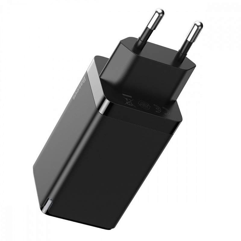 Network Charger Baseus GaN2 Quick Charger 65W (2 Type-C + 1 USB) white