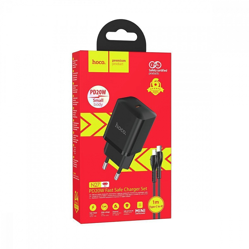 Network Charger Hoco N27 Innovative 20W (1 Type-C) + Кабель Type-C to Lightning white