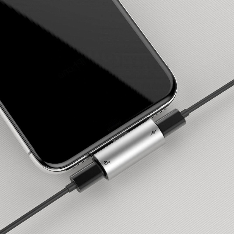 Adapter AUX Baseus L46 Lightning to Lightning + Lightning black