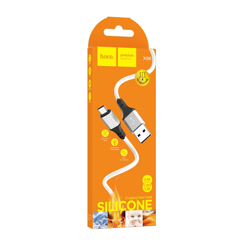Кабель Hoco X86 Spear Silicone Micro USB (1m) red