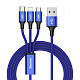 Кабель Baseus Rapid Series 3-in-1 (Micro USB+Lightning+Type-C) (1.2m) blue