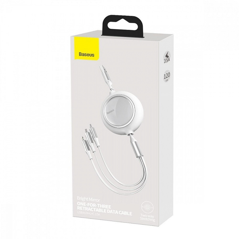 Кабель Baseus Bright Mirror One-for-three (Micro USB+Lightning+Type-C) 3.5A (1.2m) green