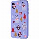 WAVE Fancy Case (TPU) iPhone Xr white bear with tree and penguins/light purple