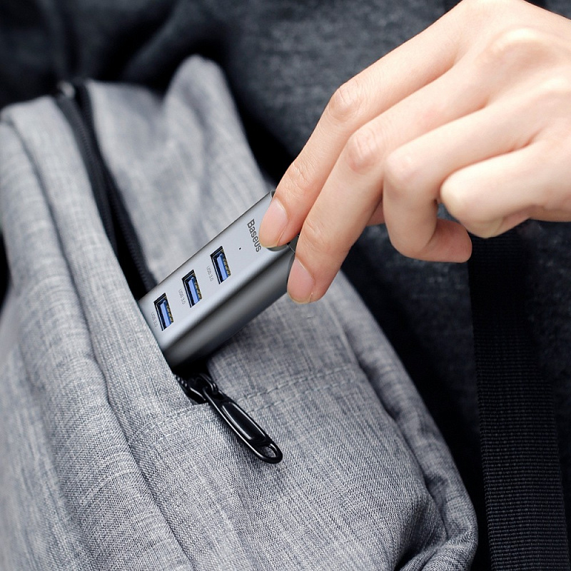 USB-Хаб Baseus Enjoy Series Type-C to 4USB 3.0 + PD gray