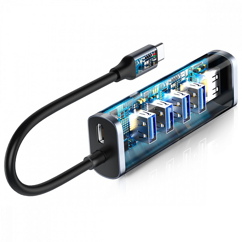 USB-Хаб Baseus Enjoy Series Type-C to 4USB 3.0 + PD gray