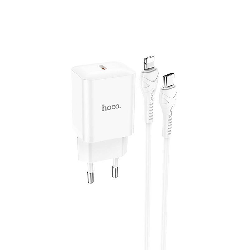 Фотографія Network Charger Hoco N27 Innovative 20W (1 Type-C) + Кабель Type-C to Lightning white