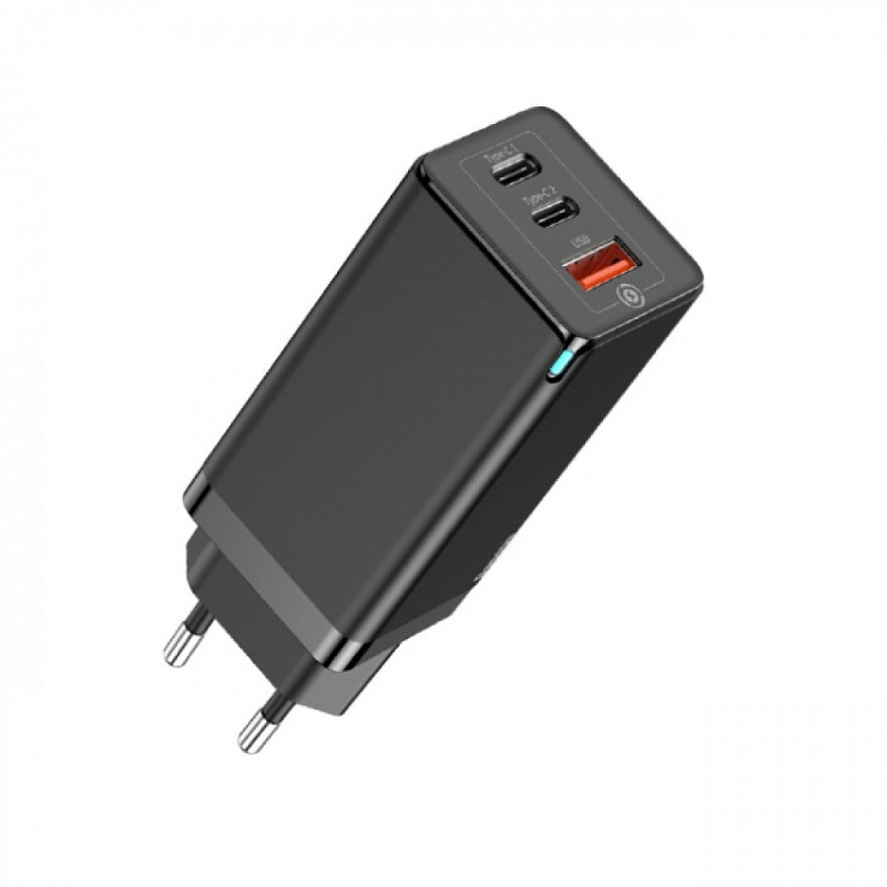 Фотографія Network Charger Baseus GaN2 Quick Charger 65W (2 Type-C + 1 USB) black