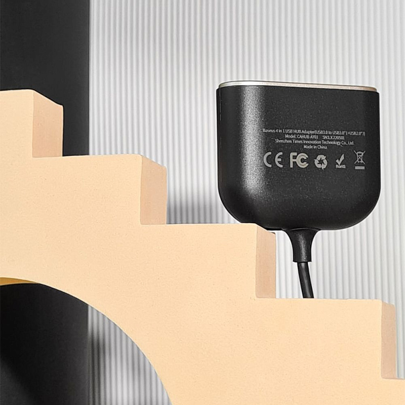 USB-Хаб Baseus Square Round USB to USB 3.0 + 3USB 2.0 (1m) black