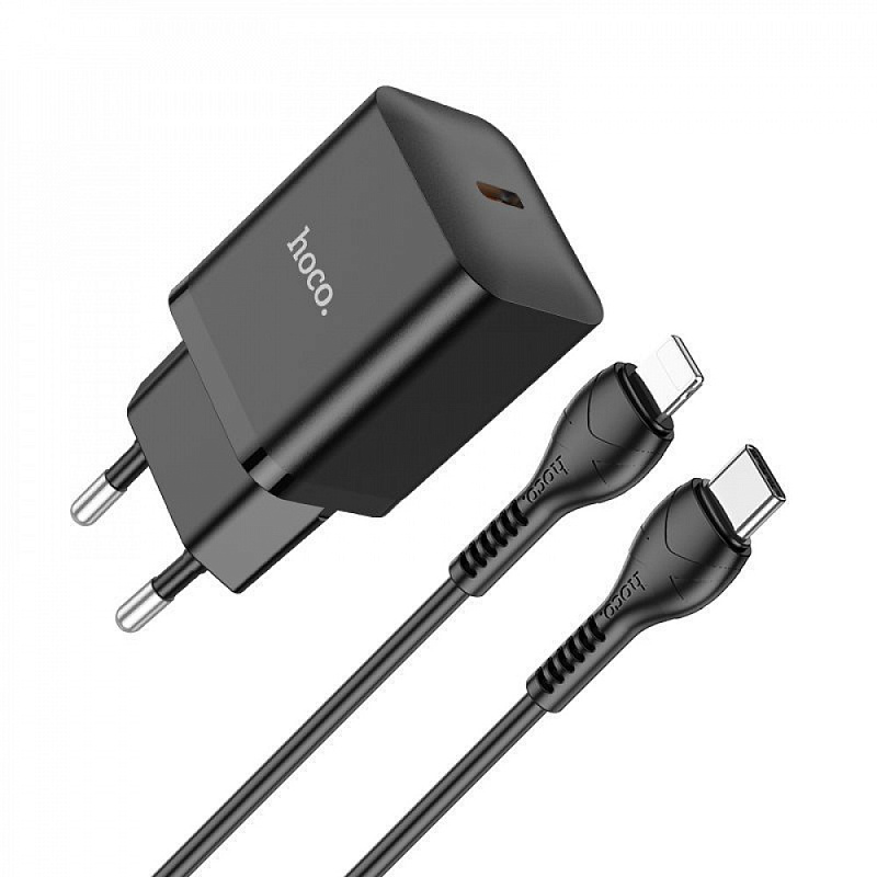 Network Charger Hoco N27 Innovative 20W (1 Type-C) + Кабель Type-C to Lightning white