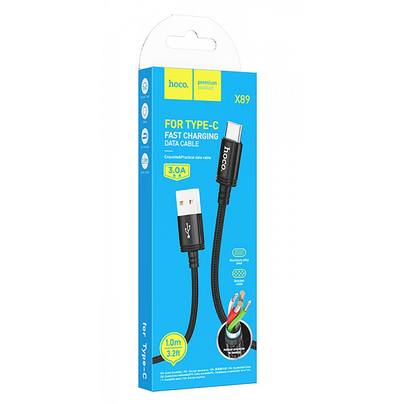 Кабель Hoco X89 Wind Type-C (1m) black