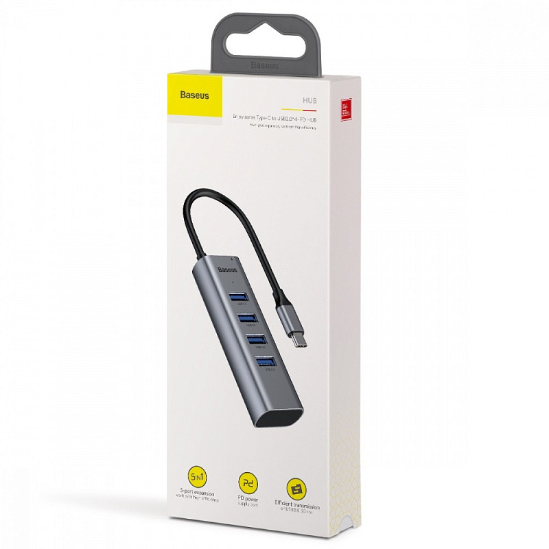 USB-Хаб Baseus Enjoy Series Type-C to 4USB 3.0 + PD gray