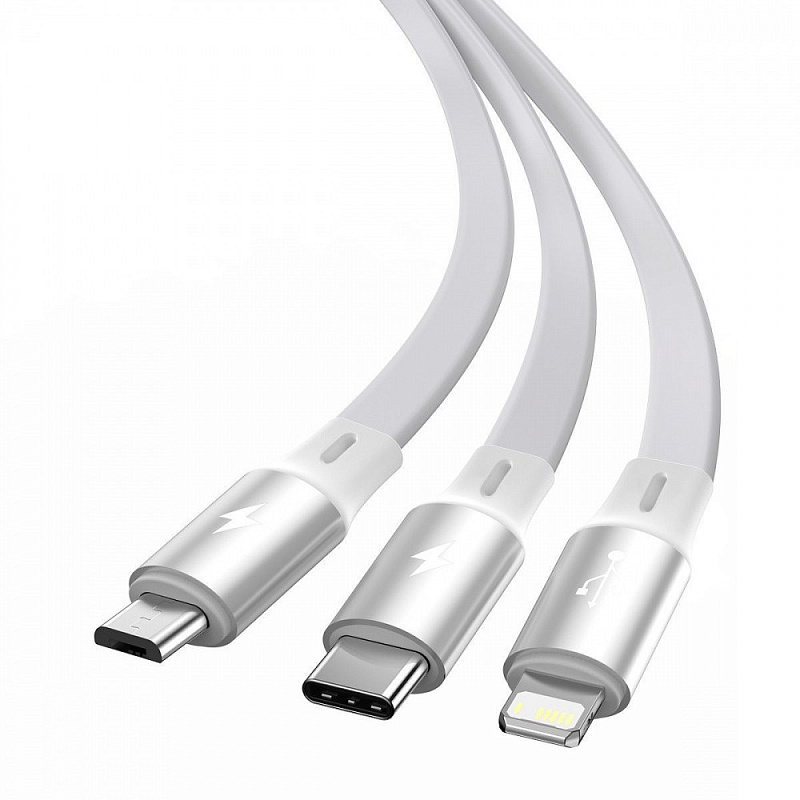 Кабель Baseus Bright Mirror One-for-three (Micro USB+Lightning+Type-C) 3.5A (1.2m) green