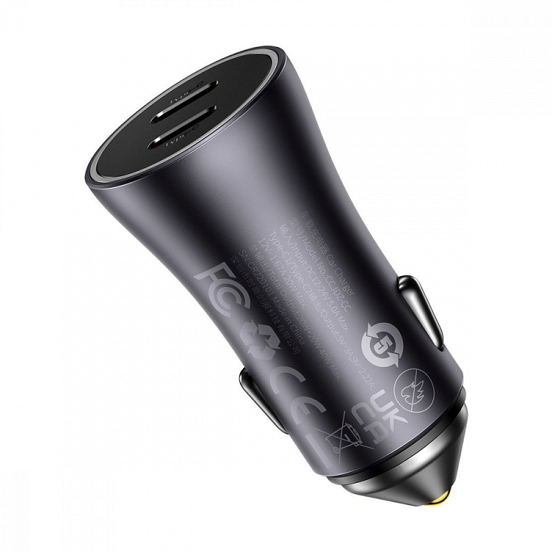 Car Charger Baseus Golden Contactor Pro 40W Type-C + Type-C dark gray