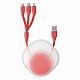 Кабель Baseus Lets Go Little Reunion Adjustable 3-in-1 (Micro USB+Lightning+Type-C) 3A (0.85m) red