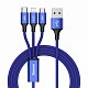 Кабель Baseus Rapid Series 3-in-1 (Micro USB+Lightning+Type-C) (1.2m) blue